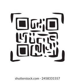 QR code doodle hand drawn icon. Marketing and electronic commerce. Vector illustration