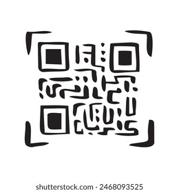 Icono dibujado a mano del doodle del código QR. Marketing y comercio electrónico. Ilustración vectorial