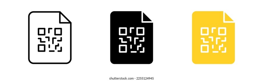 Qr code in file set icon. Quar codes with inscription scan me with smartphone. Scan me icon. Scan qr code icon for payment, mobile app. Vector icon in line, black and colorful style
