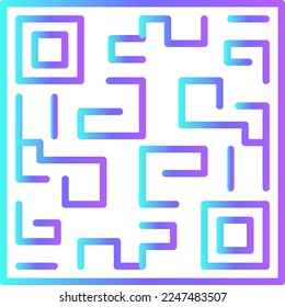 QR CODE Fintech startup icons with blue gradient outline style