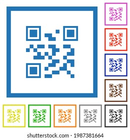 QR code flat color icons in square frames on white background
