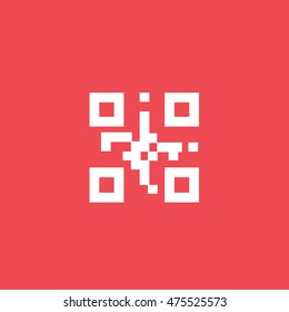 QR Code Flat Icon On Red Background