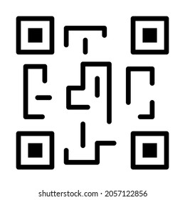 QR Code flat line icon. Wireless RFID chip and radio-frequency identification scanner, package code, barcode. Outline sign for mobile concept and web design, store.