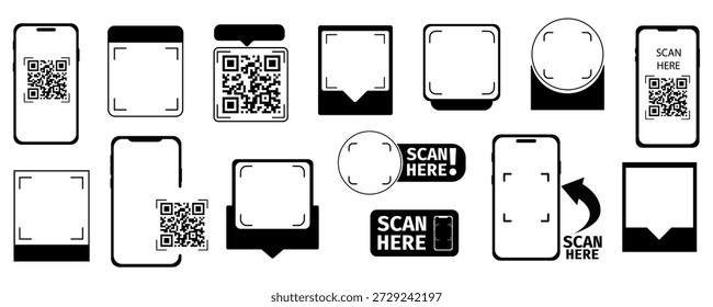QR code frame template. QR code with inscription scan me with smartphone. Scan me icon. Scan qr code icon for payment, mobile app