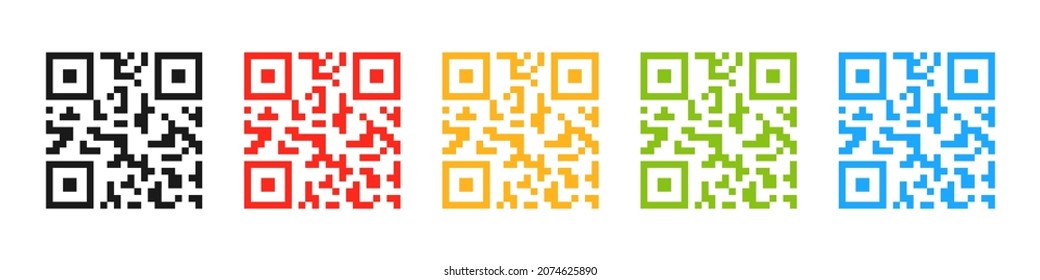 QR code. Qr code frame vector set. Code for scanning from a smartphone. QR code for mobile app, payment and phone. Vector illustration.