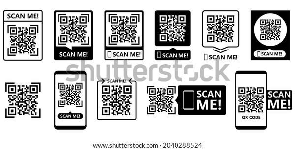 Qr Code Frame Vector Set Qr Stock Vector (royalty Free) 2040288524 