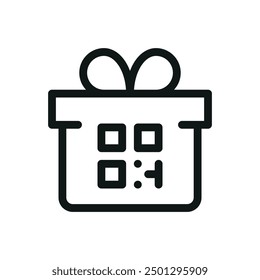 Icono aislado de la caja de regalo del código QR, utilice el código QR en el símbolo del Vector del regalo con el movimiento editable