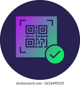 QR Code Glyph Circle Gradient Icon