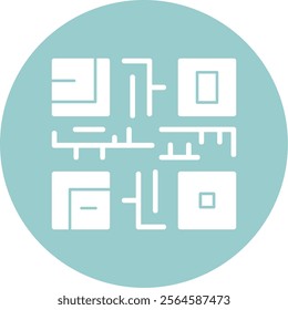 QR Code Glyph Circle Vector Icon Design