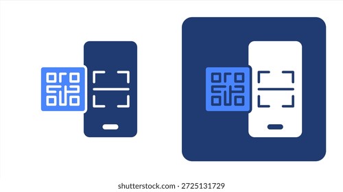 Glifo de código QR ColorIlustración de color de dos tonos e icono de fondo contrastante