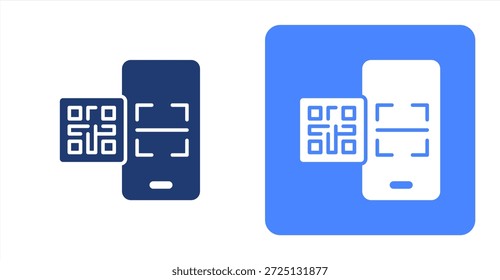 Glifo de código QRcolor de dos tonos e ilustración de icono de fondo contrastante
