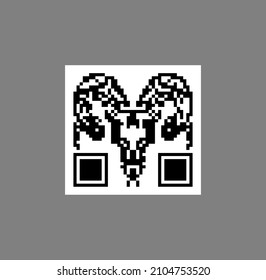QR code Goat skull isolated. Symbol Vector illustration