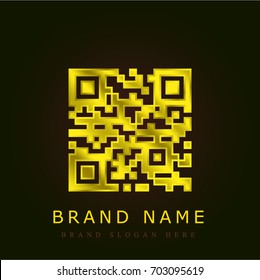 Qr code golden metallic logo