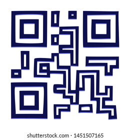 Qr Code. Hand Drawn Icon with Blue Ballpoint Pen Style.