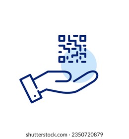 Qr code in hand. Payment and links. Pixel perfect icon