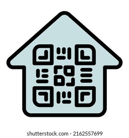 QR Code House Icon Outline Vector. Scanner Payment. Scan Phone