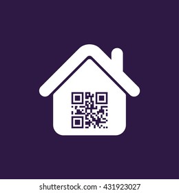 Qr code in house icon . Vector illustration