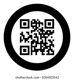 QR code  icon black color in circle or round