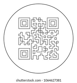 QR code  icon black color in circle or round vector illustration