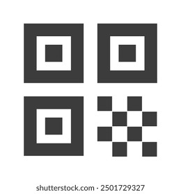 Icono de código QR Gráfico de Vector en blanco y negro