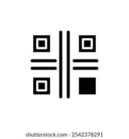 Icono de código QR Vector de contorno en blanco y negro