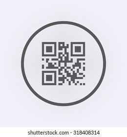 Qr code icon in circle . Vector illustration