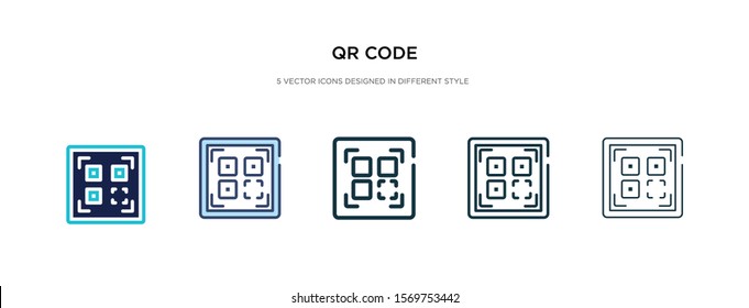 qr code icon in different style vector illustration. two colored and black qr code vector icons designed in filled, outline, line and stroke style can be used for web, mobile, ui