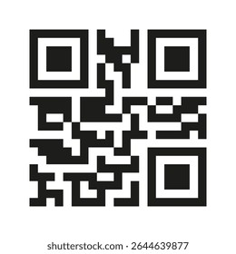 QR code icon. Digital scan symbol. Black square shape. Abstract pixel vector.