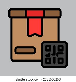 Qr code icon in filled line style about logistics, use for website mobile app presentation