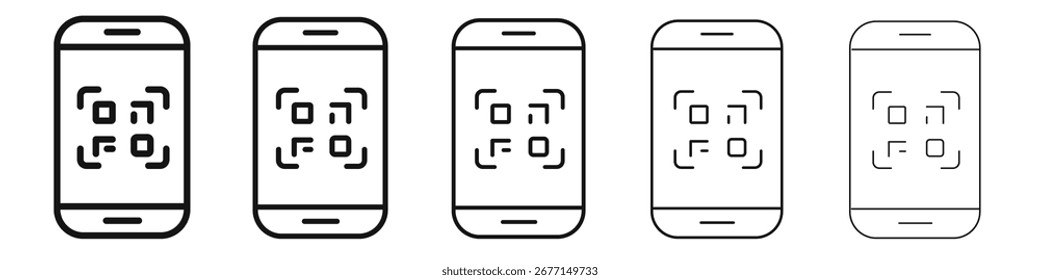 QR code icon flat illustration set logo