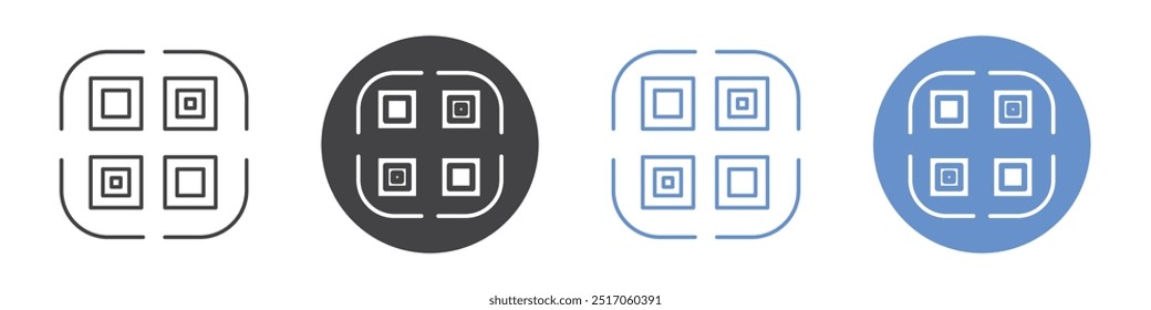 QR code icon flat line symbol set.
