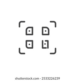 Qr code icon Flat simple outline set