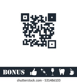 Qr code icon flat. Vector illustration symbol and bonus pictogram
