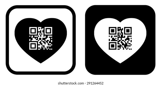 Qr code icon in heart