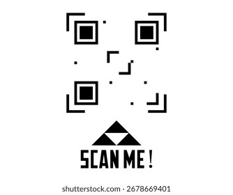 QR-Codesymbol. QR-Code mit der Aufschrift "SCAN ME". QR-Code der falschen Vorlage. Schwarzes Scan-Code-Logo, Barcode-Kennzeichnung. Vektorgrafik.