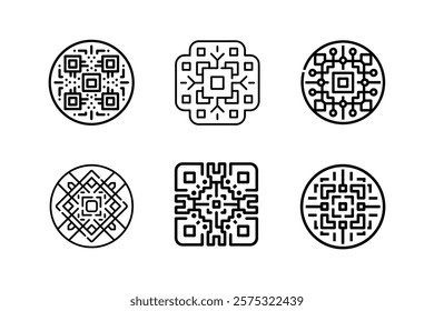 qr code icon line art vector illustration