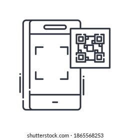 Qr code icon, linear isolated illustration, thin line vector, web design sign, outline concept symbol with editable stroke on white background.
