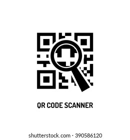 Qr Code Icon Magnifier Qr Code Stock Vector Royalty Free 390586120