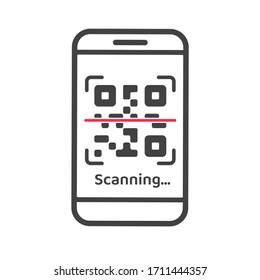 QR Code Icon. Mobile phone icon scanned QR Code to go to the website link.