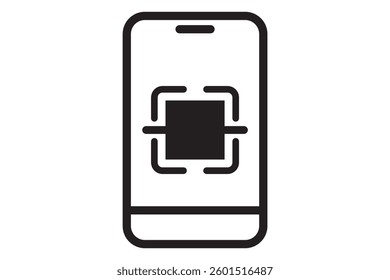 QR code icon. Mobile phone scanning qr-code vector illustration. phone with scanner symbol isolated.