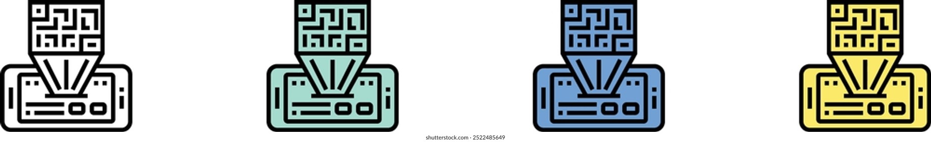 qr code icon. Outline, Green, Blue and Yellow Style Design Isolated On White Background