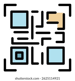 Qr code icon. Outline qr code vector icon color flat isolated