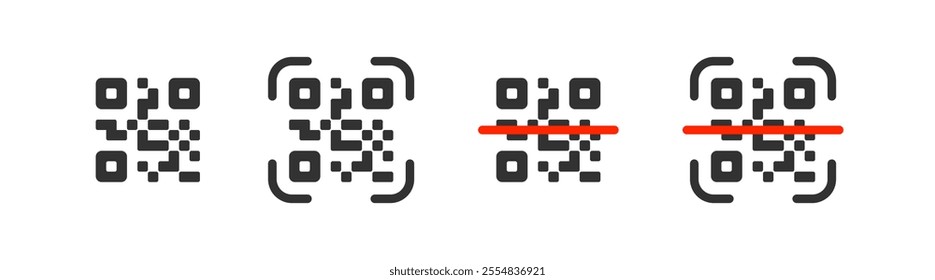 QR code icon. Phone scan digital information. Barcode technology. Identification tags.