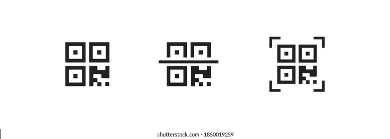 Qr Code Icon. Qrcode Scan Symbol. Mobile Scanner, Line Web Sign In Vector Flat Style.