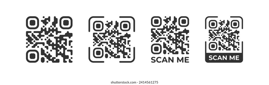 QR code icon. Scan me frame. QR code for smartphone. Payment and identification barcode. Vector illustration.