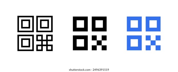 QR code icon. QR scanner vector illustration. Barcode symbol. Mobile scan outline sign isolated.