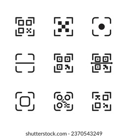 Qr code icon set line art style