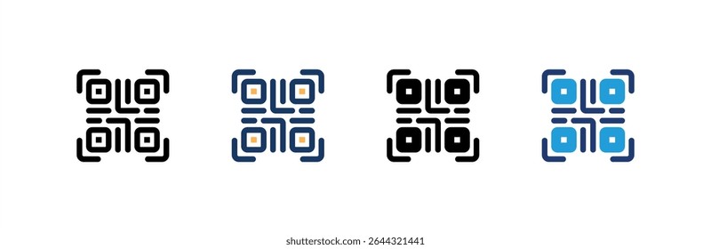 Qr Code icon set multiple style collection. Vector illustration.