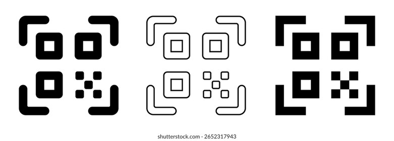 Qr code icon set. Vector illustration.