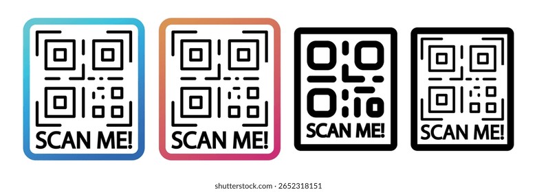 Qr code icon set. Vector illustration.